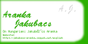 aranka jakubacs business card